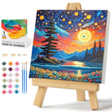 Framed Paint by Numbers Kit for Adults Beginners & Kids Ages 8-12, Starry Night Acrylic Easy Paint by Number with Frame, Watercolor Paint by Number Kits on Canvas Framed (10 * 10 Inch, without Easel) Offito