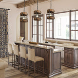 wochos Retro Industrial Metal and Wood Chandelier 1-Light Round Cage Pendant Light Fixture for Kitchen Island Foyer Hallway Bar Dining Room Restaurant, D 7.9" x H 8.7" (Brown) wochos