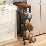 Honest Slim Storage Cart 4-Tier Slim Rolling Cart with Metal Frame and Wooden Top, 6.3 Inches, Storage Cart for Kitchen, Dining Room, Living Room, Bathroom, Home Office, Rustic Brown and Black HONEST OUTFITTERS