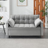 3 in 1 Convertible Sleeper Sofa Bed, Modern Velvet Loveseat Pull-out Sofa Couch w/Pullout Bed, Small Love Seat Lounge Sofa w/Reclining Backrest,Toss Pillows, Pockets, for Living Room (Grey, 55.1) CAPCAEK