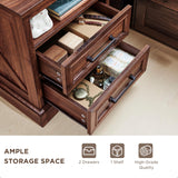 ACCOHOHO 18" Farmhouse Nightstand with Charging Station,End Table with 2 Drawers Storage,Side Table,Bedside Cabinet for Bedroom,Living Room,Brown ACCOHOHO