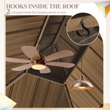 YOLENY 12' x 16' Hardtop Gazebo Faux Wood Grain Metal Gazebo with Aluminum Frame, Galvanized Steel Double Roof, Outdoor Patio Gazebo Pergolas with Netting and Curtains for Backyard, Patio, Lawns YOLENY