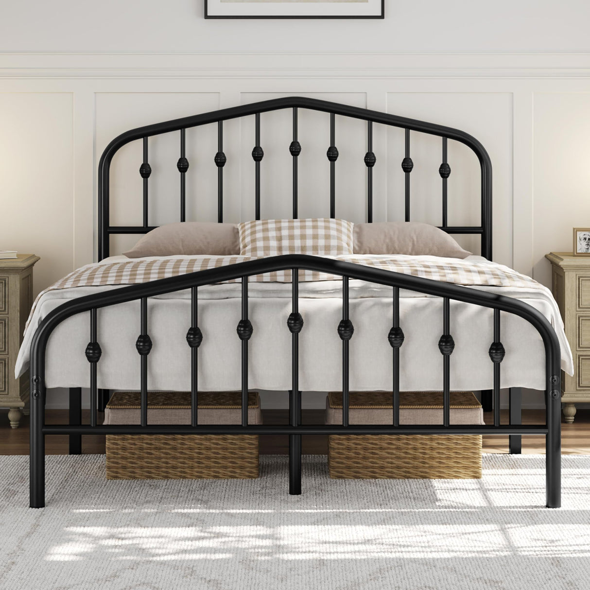 Yaheetech Full Bed Frames Metal Platform Bed with Victorian Style Wrought Iron Headboard and Footboard/Easy Assembly/No Box Spring Needed/Black Full Bed Yaheetech