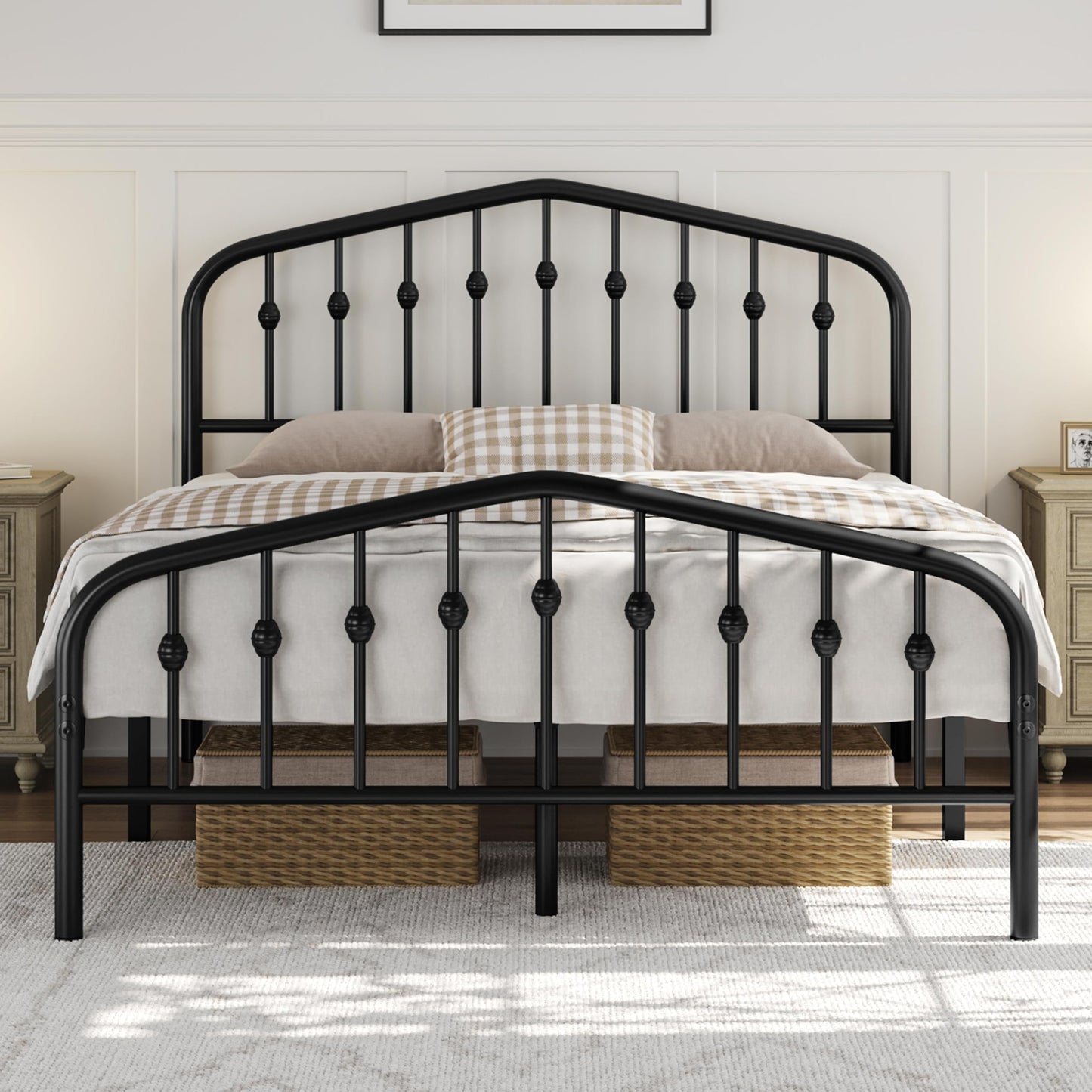 Yaheetech Full Bed Frames Metal Platform Bed with Victorian Style Wrought Iron Headboard and Footboard/Easy Assembly/No Box Spring Needed/Black Full Bed