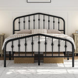 Yaheetech Full Bed Frames Metal Platform Bed with Victorian Style Wrought Iron Headboard and Footboard/Easy Assembly/No Box Spring Needed/Black Full Bed Yaheetech