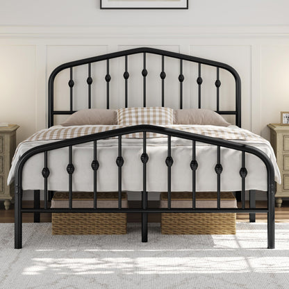 Yaheetech Full Bed Frames Metal Platform Bed with Victorian Style Wrought Iron Headboard and Footboard/Easy Assembly/No Box Spring Needed/Black Full Bed