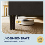 Allewie Queen Size Velvet Platform Bed Frame with Vertical Tufted Wingback Headboard, Easy Assembly, Under Bed Storage, No Box Spring Required, Modern Style, Black Allewie