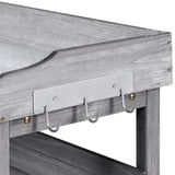 Topeakmart Fir Wood Potting Bench W/Storage Shelf W/Metal Tabletop W/Hook 3 Shelves Potting Table for Outdoor Garden Work Bench Gray Topeakmart