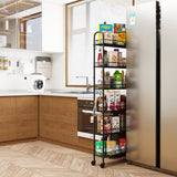 Qiaoxuan 6 Tier Slim Storage Cart with Wheels, Metal Mobile Shelving Unit Organizer Utility Cart for Office Bathroom Kitchen Laundry Room Narrow Places (6inches) Qiaoxuan