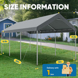 Quictent 10x20 ft Heavy Duty Carport Canopy Galvanized Car Tent Outdoor Garage Boat Shelter with Reinforced Structure, with Hanging Edge - Gray Quictent