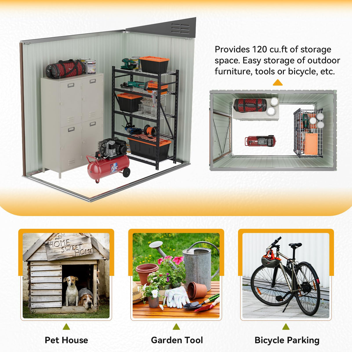 Breezestival 6x4 FT Lean to Shed, Outdoor Metal Storage Shed, Utility Steel Tool Shed with Lockable Door for Bike, Garden, Backyard, Patio, Lawn Breezestival