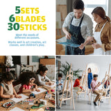 Plastic Spatula Palette Knives Set 30Pcs(5 Pack), KELIFANG Painting Knife for Mixing, Spreading, Scratching, Layering Colors, Thin and Flexible Art Tools for Carving, Oil, Acrylic, Watercolor Painting KELIFANG