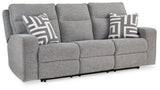 Signature Design by Ashley Biscoe Casual UV Resistant Power Reclining Sofa with Adjustable Headrest and USB Ports, Light Gray Signature Design by Ashley