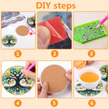 8 PCS Diamond Art Coasters Kits, Tree of Life Diamond Painting Coasters with Holder Set of 8, DIY Diamond Art Painting for Home Decor Birthday Housewarming Gifts 3.9inch Aestalrcus