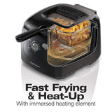 Hamilton Beach Cool Touch Electric Deep Fryer with Basket and Lid, 2 Liters / 8 Cups Oil Capacity, Adjustable Temperature, 1500 Watts for Fast Heat-up, Viewing Window, Easy to Clean, Black (35021) Hamilton Beach