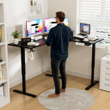 Furmax L Shaped Standing Desk Adjustable 63 x 55 Inch Corner Stand up Desk Electric Standing Computer Workstation with Preset Heights (Black) Furmax