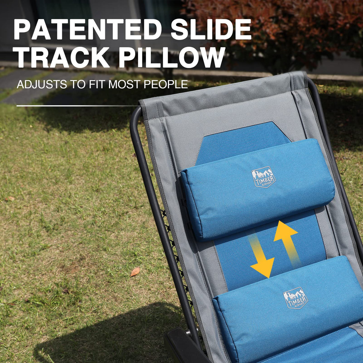 TIMBER RIDGE Zero Gravity polyester Chair Oversized Recliner 350lbs Capacity Patio Lounge Chair Padded Lawn Chair with Headrest XXL for Outdoor, Camping, Patio, Lawn, Blue TIMBER RIDGE