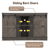 Hlivelood Farmhouse 55-75 Gallon Fish Tank Stand with Power Outlet, Aquarium Stand with Cabinet&Sliding Barn Door, Heavy Duty Reptile Tank Stand for 2 Fish Tank/Turtle Tank/Reptile Terrarium, Grey Hlivelood