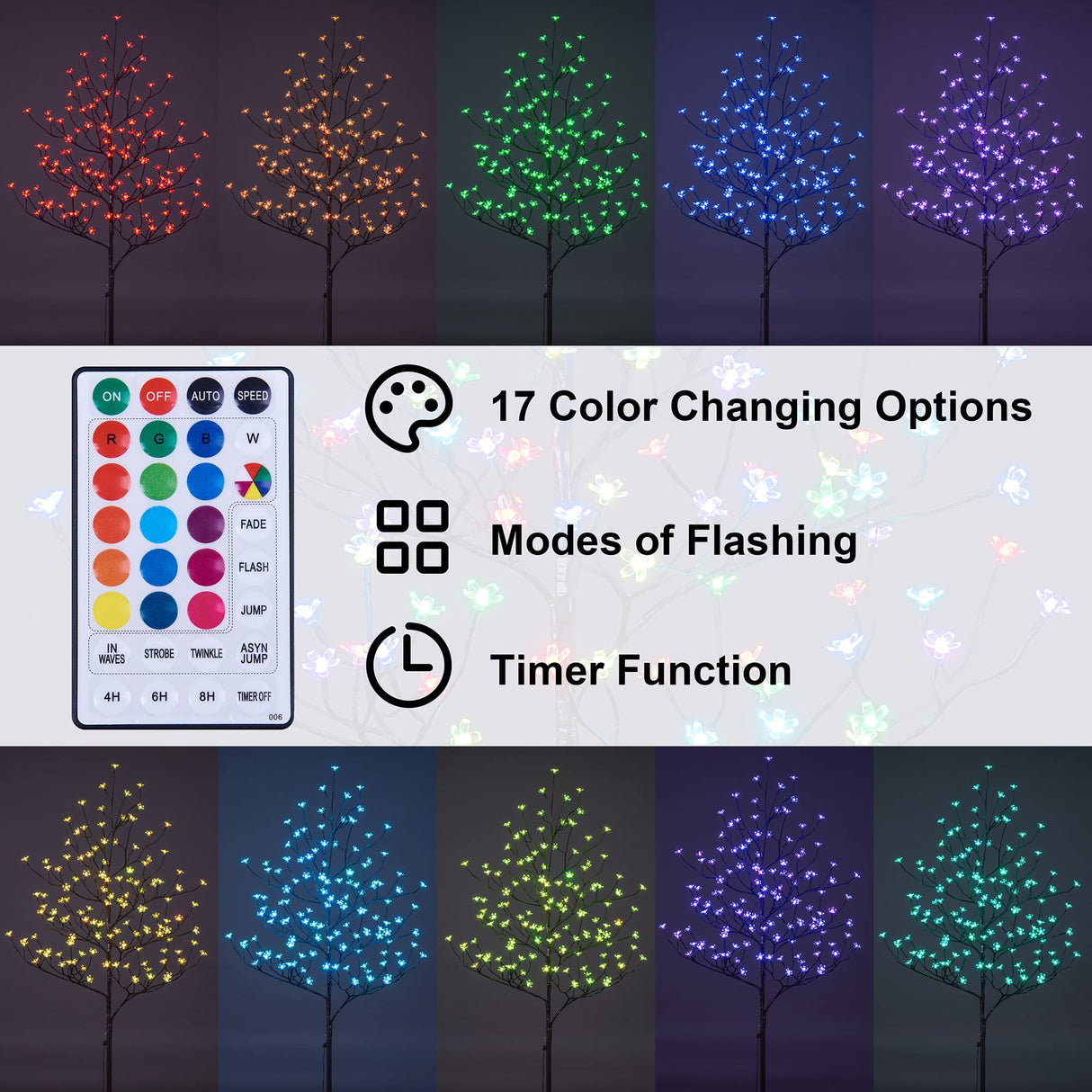 Lightshare Cherry Blossom Lighted Tree 5 Feet, RGB with Remote Control, 16 Color-Changing Modes LIGHTSHARE