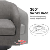 Swivel Barrel Accent Chair, Modern Round Linen Arm Chair for Living Room, Bedroom, Comfy Club Reading Chairs for Adults（Linen Fabric, Grey, Set of 2 DREAMSIDEA