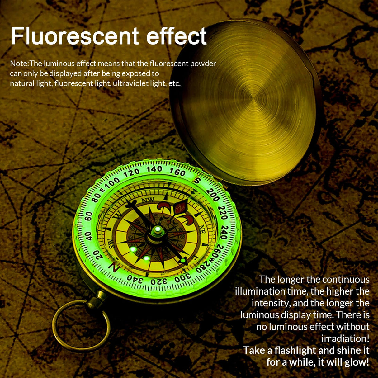 Compass Personalized Portable Compass Custom Text Mini Compass with Waterproof Luminous Function Survival Gifts for Men Women Hiking Camping Hunting Map Navigation Tool (Compass) RSQGT