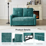 Merax 54" Convertible Sleeper Sofa Bed, Chenille 3-in-1 Pull Out Futon Couch Loveseat with Adjustable Backrest, 2 Cup Holders, Phone Stand, 3 Charging Ports and Storage Pockets for Living Room, Teal Merax