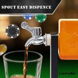 Poker Whiskey Decanter Sets for Men, 27oz Whiskey Decanter Set with Tray, Spout & Stones,Casino Liquor Decanter Dispenser Decanters for Alcohol Tequila Decanter Bourbon Gifts for Men Dad Him Husband LuxuryBar