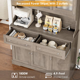 FACBOTALL 71.9" Kitchen Pantry Cabinet, Tall Storage Cabinet, Kitchen Cabinets with Countertop and Outlets, Farmhouse Kitchen Pantry Storage Cabinet with Doors and Shelves for Kitchen, Wash Gray FACBOTALL