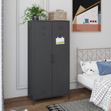 MIOCASA Metal Armoire, Wardrobe Closet Cabinet with Hanging Rod and 4 Shelf Steel Storage Locker Clothes Organizer for Bedroom, Changing Room, Laundry Room, Office (Black) MIOCASA