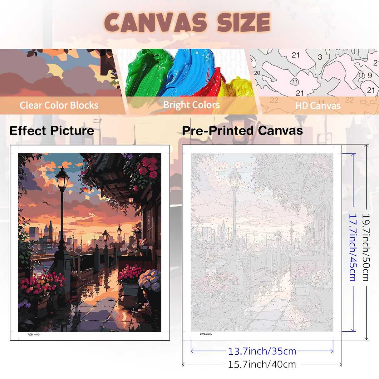 City View Paint by The Numbers for Adults,Oil Paint by Numbers for Adults Streetscape,Painting by Numbers Sunset,DIY Acrylic Paint by Number on Canvas,Creative Home Wall Decor Gifts 16x20inch PHANTASYART