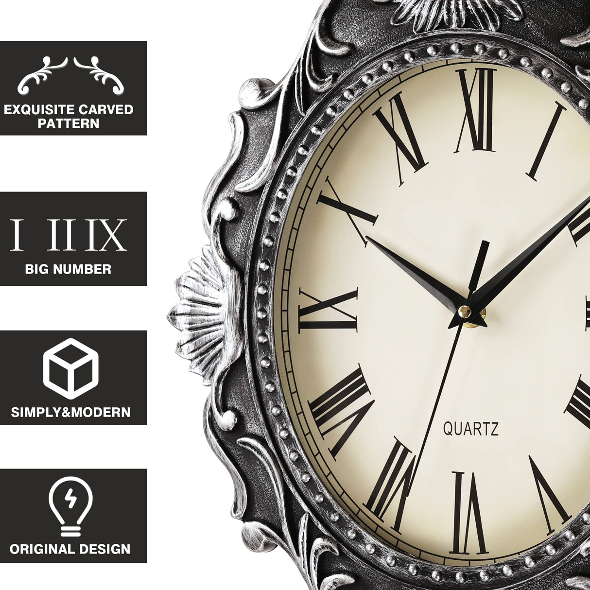 AYRELY® 14 Inch Oval Rustic Wall Clock, Wall Clocks Battery Operated, Country Style Silent Non Ticking Clock, Decorative for Kitchen, Home, Living Room, Farmhouse, Bedrooms AYRELY