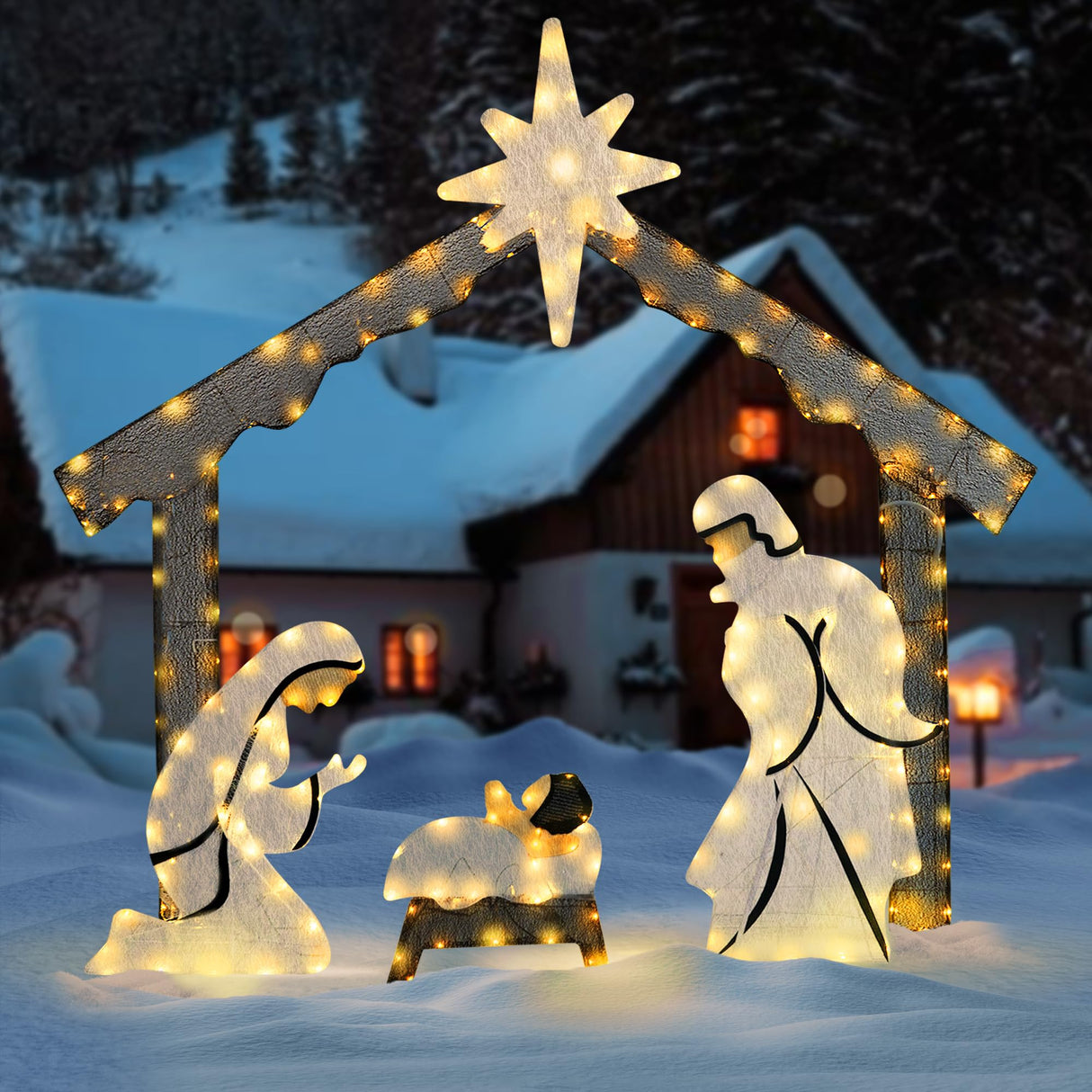 VIVOHOME 5FT Lighted Nativity Scene Outdoor, Christmas Nativity Set for Yard, Lawn, Garden, Party VIVOHOME