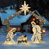 VIVOHOME 5FT Lighted Nativity Scene Outdoor, Christmas Nativity Set for Yard, Lawn, Garden, Party VIVOHOME