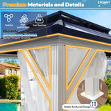 EROMMY 10'x12' Gazebo Hardtop, Galvanized Steel Double Roof Metal Gazebo with Aluminum Frame, Permanent Outdoor Pavilion with Curtain and Netting for Patio Lawn and Garden, Blue EROMMY