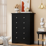 YESHOMY Tall Dresser for Bedroom with 5 Drawers, Modern Chest of Drawers, Wooden Dressers, TV Stand for Living Room,Closet, Hallway (Black)