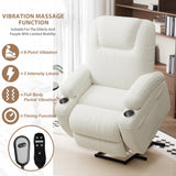 Flamaker Power Lift Chair Massage Recliner Chairs for Elderly - Ergonomic Design with Cup Holders & Side Pockets, Remote Control (White) Flamaker