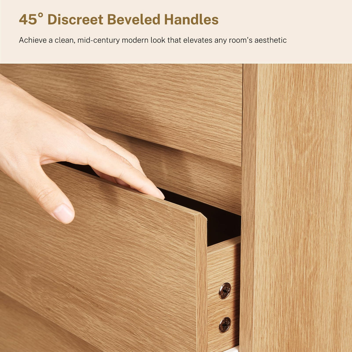 TEENFON 9 Drawer Dresser for Bedroom, 63" Wide Dressers & Chest of Drawers with Curved Profile Design, Wood Closet Storage Dressers Organizer for Bedroom, Living Room, Natural TEENFON