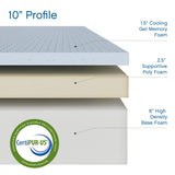 Cool Gel 10 Inch Twin Size Mattresses Memory Foam Medium Firm, Twin Memory Foam Mattress Cooling, Made in the USA, 10" Depth with Pressure Relief, CertiPUR-US Certified No Fiberglass, CoolGel Bed COOL GEL