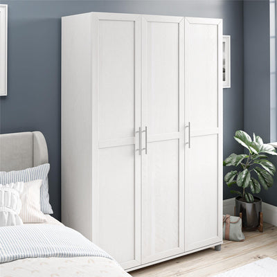 Ameriwood Home Systembuild Evolution Camberly Framed 3 Door Wardrobe, Ivory Oak