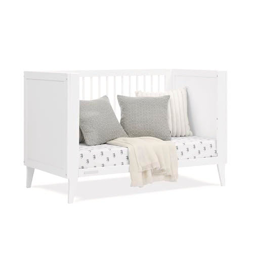 Delta Children Ollie 4-in-1 Convertible Crib - Greenguard Gold Certified, Bianca White - WoodArtSupply