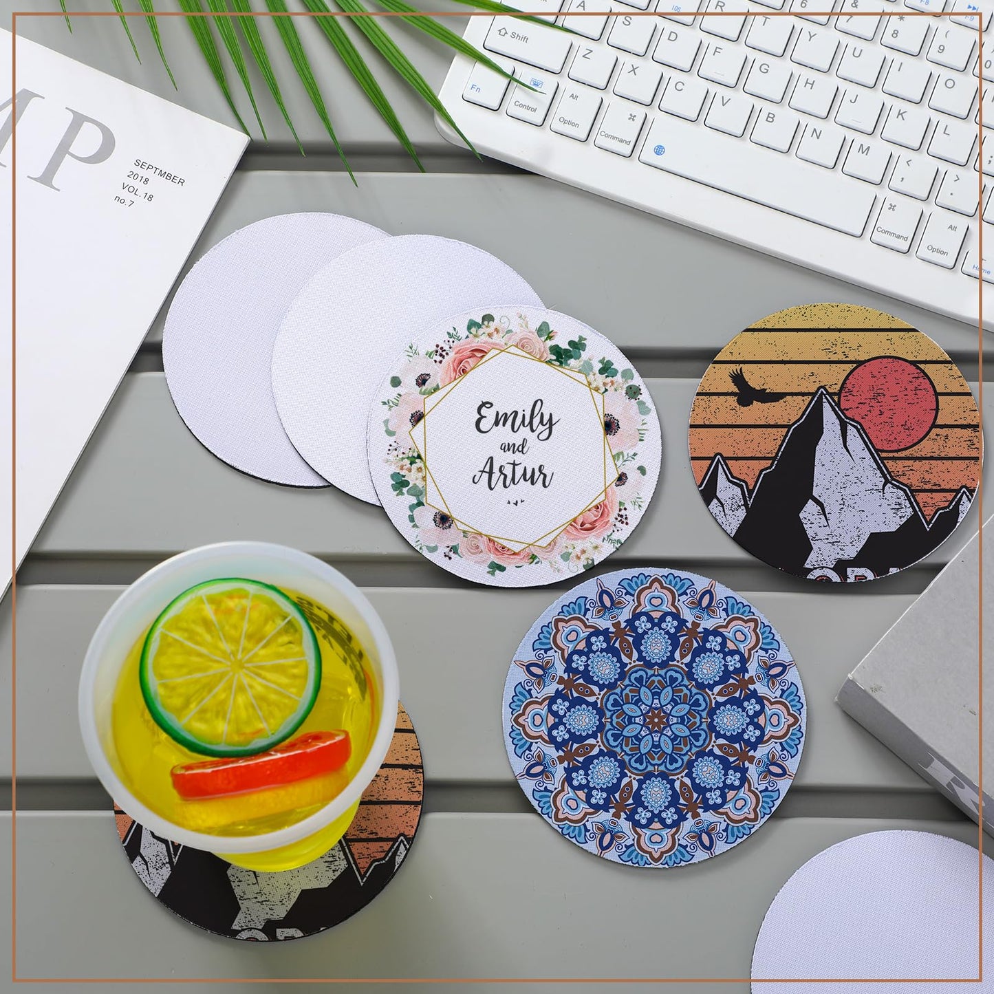 Ziliny 120 Pcs Sublimation Blank Cup Coasters Bulk 4 Inch Round Sublimation Car White Blank Cup Mat Rubber Heat Press Transfer Cup Coaster Blank Mat Pad for Christmas DIY Crafts Birthday Gift