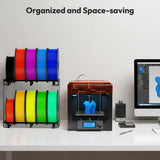 Sunnacate 2 Pack Desktop Filament Storage Rack, Metal Rolling Spool Holder Organizer, Heavy Duty 3D Printing Filament Spools Holder Shelf for PLA/ABS/TPU Filaments, Tabletop Organizer for Home Office Sunnacate