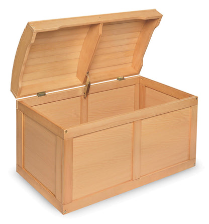Badger Basket Kid's Hardwood Barrel Top Toy Box Storage Chest with Safety Hinge - Natural