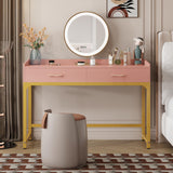 WESTREE Computer Gaming Desk Office - Study Writing Desk with Drawer for Teen, Bedroom Makeup Desk Home Office with Storage Shelf, Height Monitor Stand, Pink WESTREE