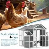 YOPTO Chicken Coop for 10 Chickens,Extra Large Wooden Chicken House Outdoor Nest Box Hen Houses with 2 Chicken Nesting Boxes,Poultry Pet Hutch w/Walk in Desgin,Ramp and Run,Waterproof Roof YOPTO