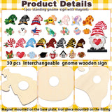 Blulu 32 Pcs Christmas Interchangeable Wooden Gnome Decor DIY Holiday Christmas Seasonal Tiered Tray Decoration Gnomes with Magnet Pieces Welcome Sign for Xmas Holiday Decorations (Fresh) Blulu