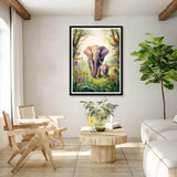 Bimkole 5D Diamond Art Kits for Adults Elephant Spring, Full Drill DIY Rhinestone Embroidery Set Paint with Diamonds Art by Number Kits Cross Stitch Home Wall Craft Decoration 12x16 inch Bimkole