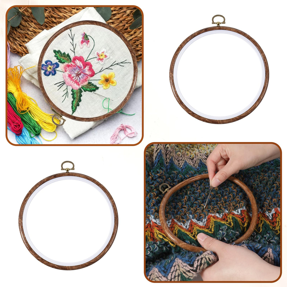 JIYIN 2 Pcs 7.1inch Round Embroidery Hoop, Imitated Wood Embroidery Hoop Frame Cross Stitch Hoops Embroidery Frame for Art Craft Sewing and Hanging Ornaments Decor Display JIYIN