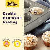 Wilton Ever-Glide Muffin Pan - Enjoy Homemade Muffins , Great for Cupcakes, Roasted Veggies, Shredded Potato Egg Cups and More, Steel, 12-Cavity Wilton