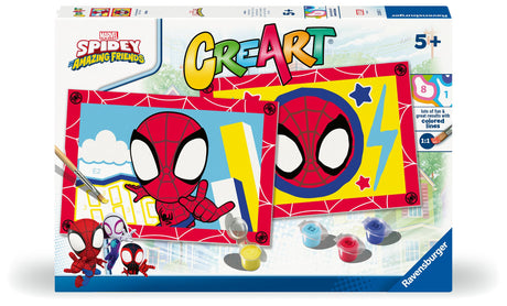 Ravensburger - CreArt Junior Series: Spidey, Paint by Numbers Children, Paint-by-Number Paints, Includes Complete Paint Kit and Frame, For Children 5+ Years, 32x22cm Ravensburger
